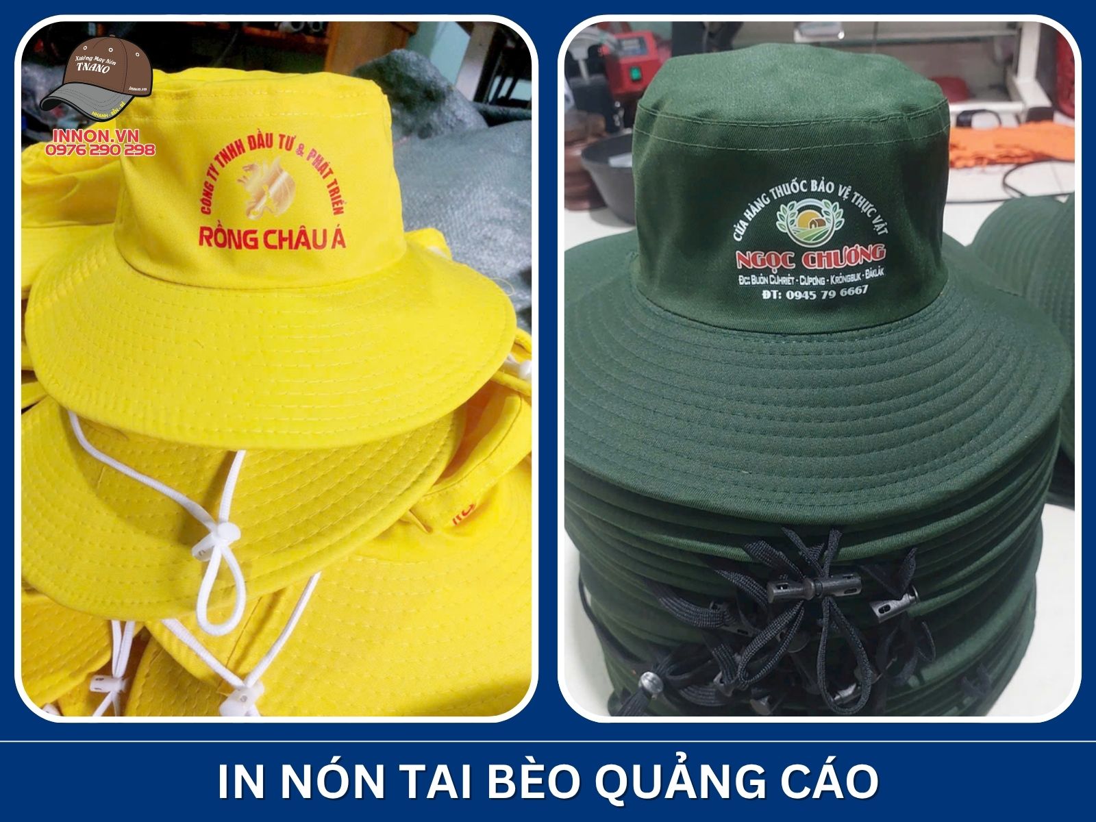 In nón tai bèo quảng cáo