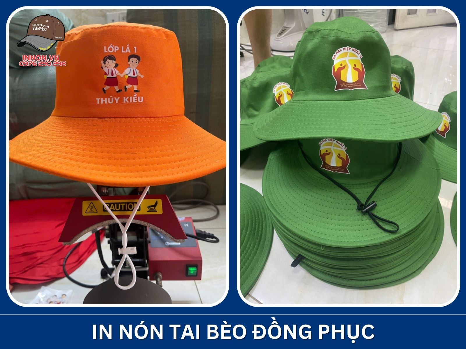 In nón tai bèo đồng phục