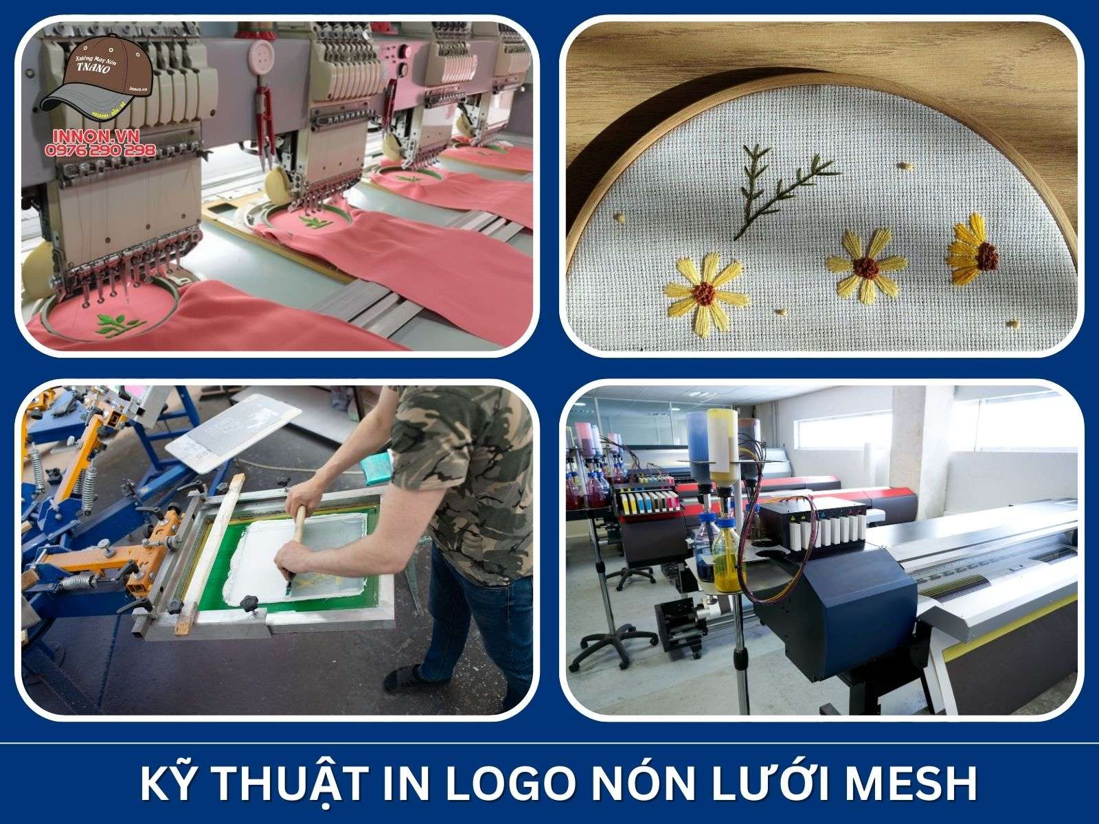 Kỹ thuật in logo nón lưới mesh