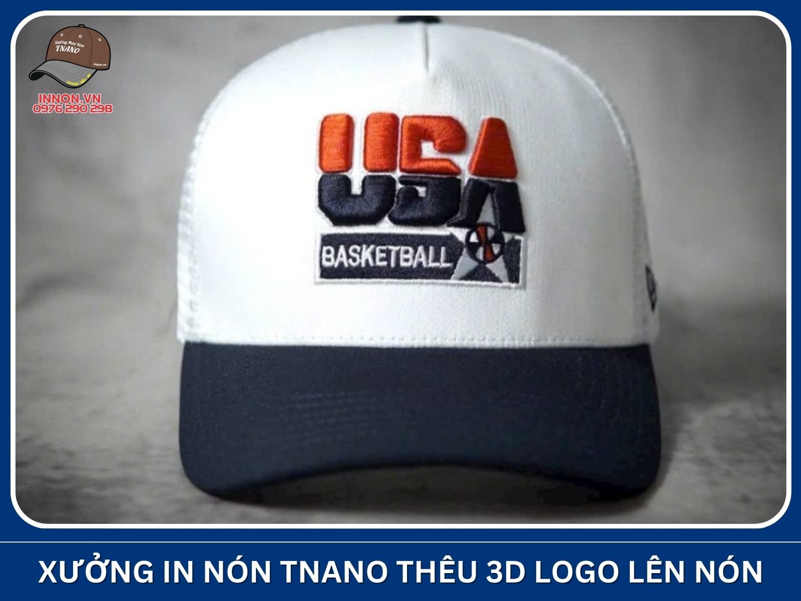 Xưởng In Nón TNANO thêu 3D logo lên nón