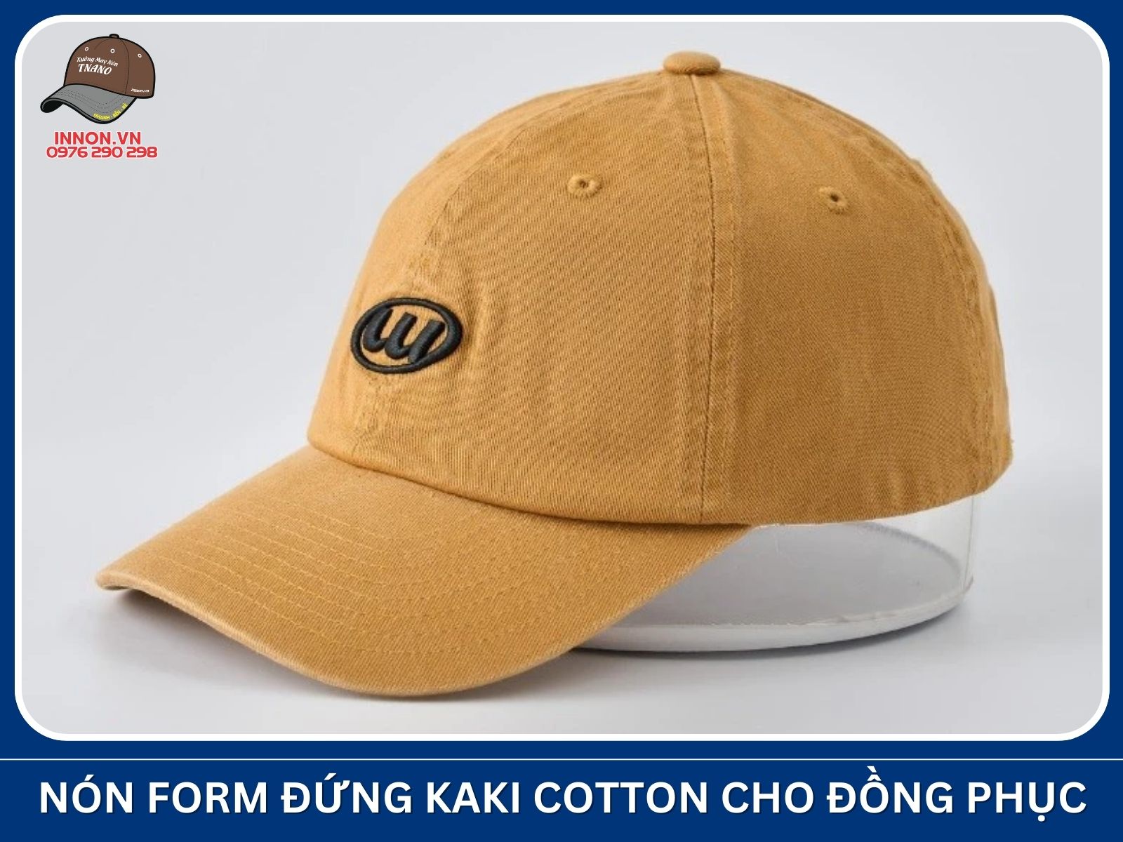 Nón form đứng kaki cotton cho đồng phục