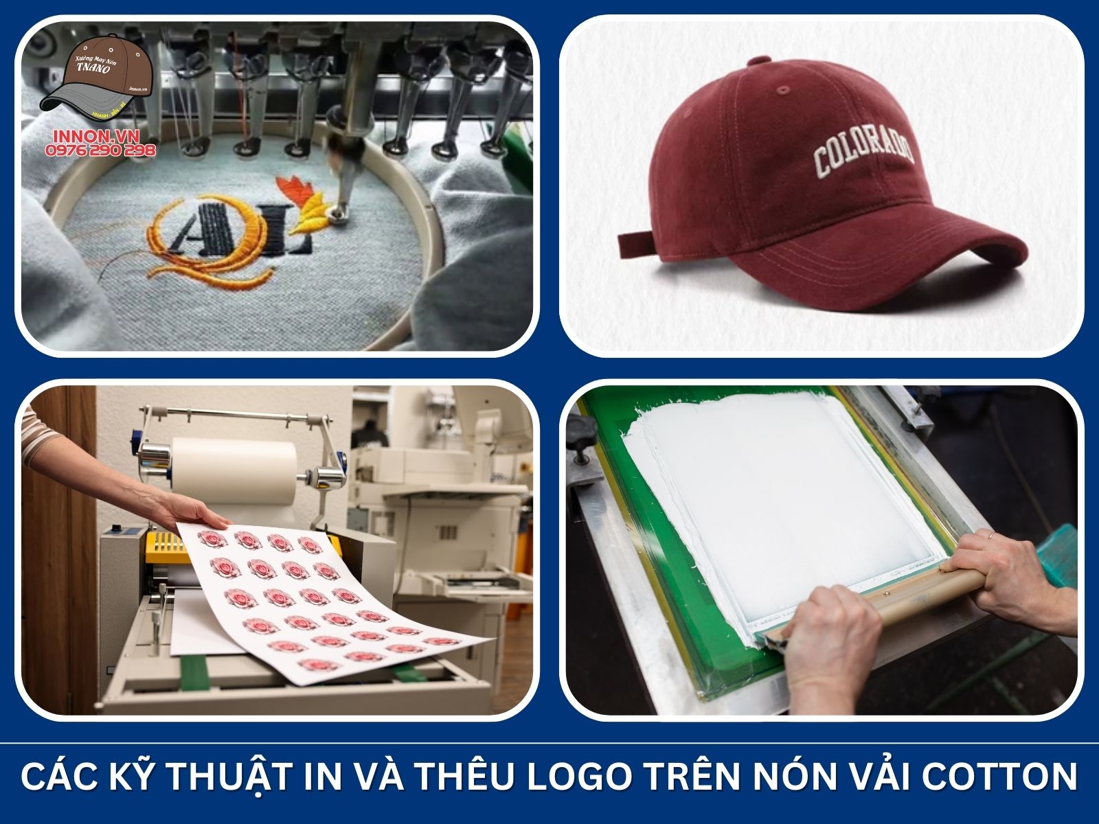 Các kỹ thuật in và thêu logo trên nón vải cotton