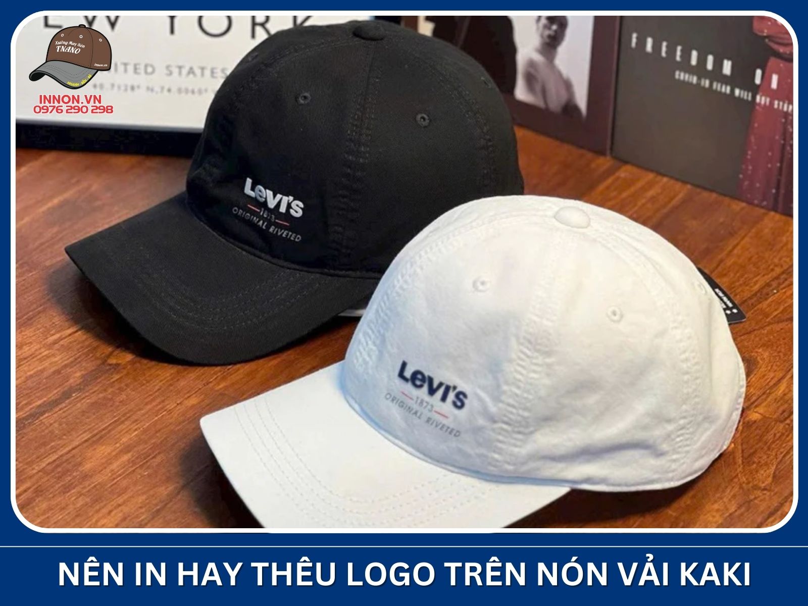 Nên in hay thêu logo trên nón vải kaki