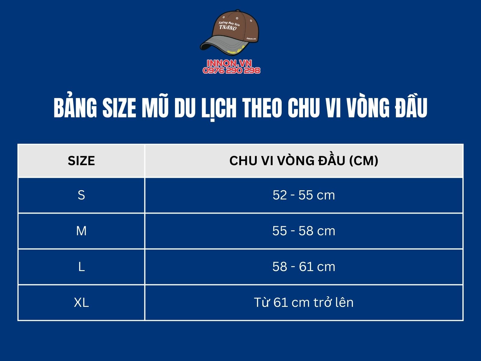 Bảng size tham khảo S M L XL theo cm