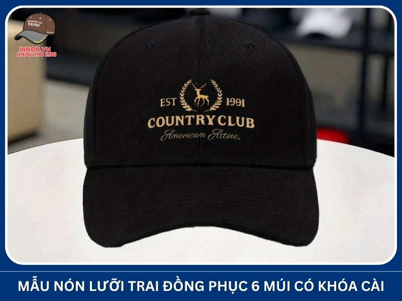 Mẫu nón lưỡi trai đồng phục 6 múi có khóa cài