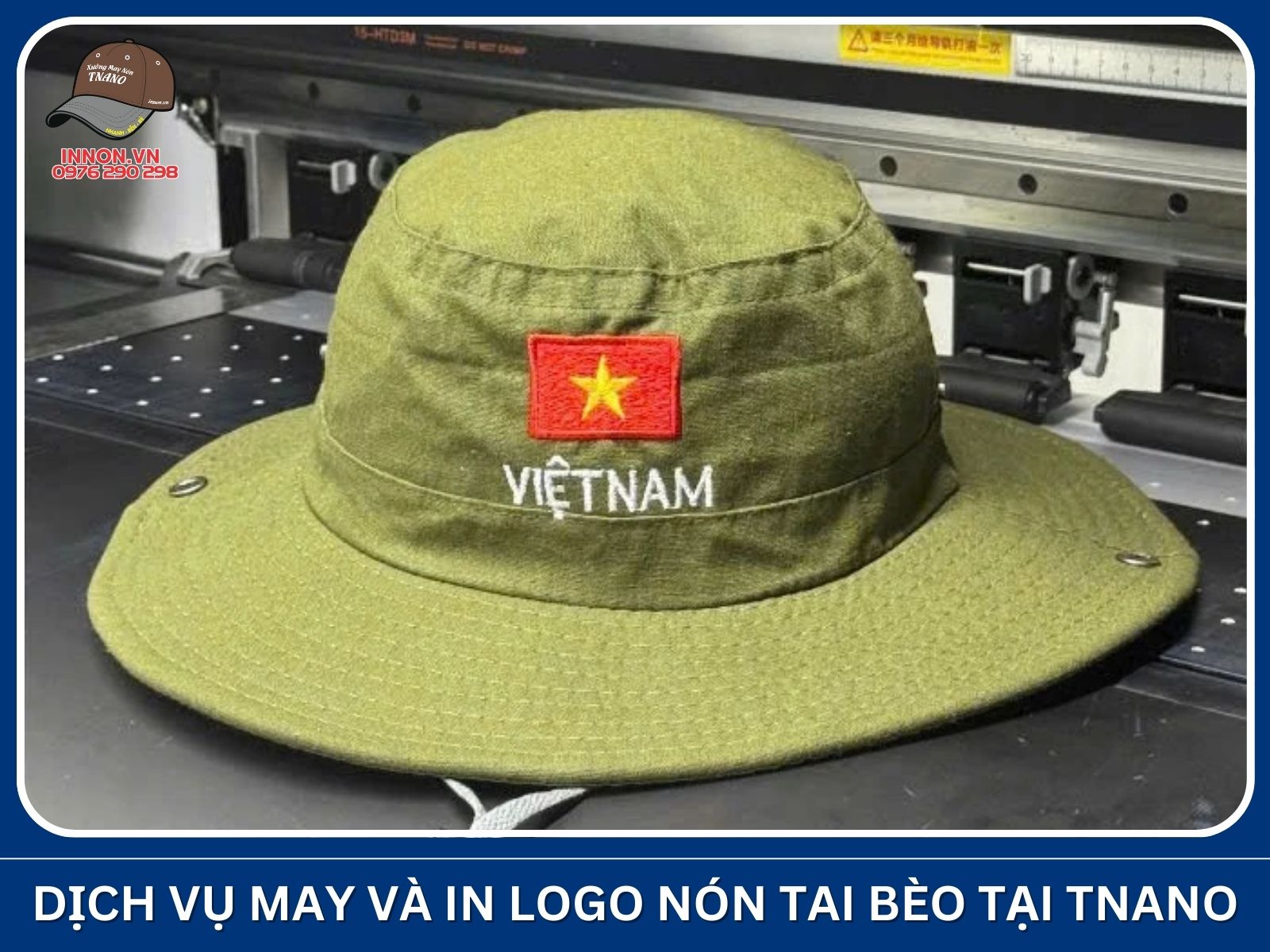 Dịch vụ may và in logo nón tai bèo tại Xưởng TNANO