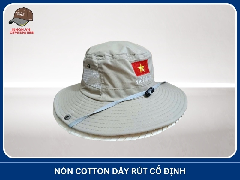 Nón cotton dây rút cố định