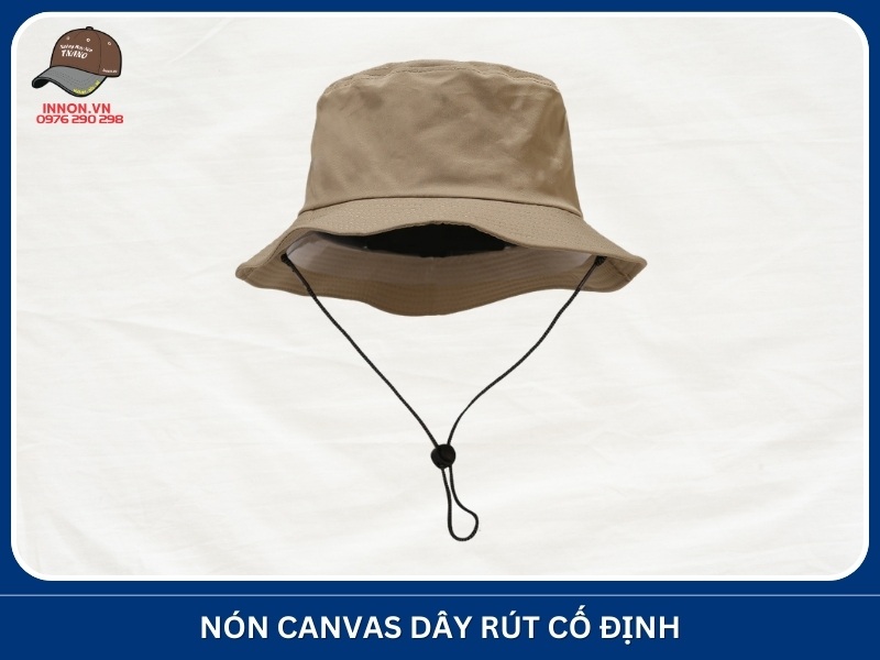 Nón canvas dây rút cố định