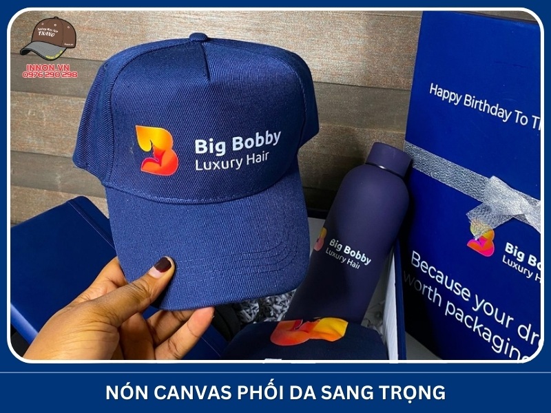 Nón canvas phối da sang trọng