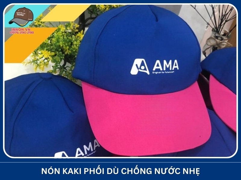 Nón kaki phối dù chống nước nhẹ