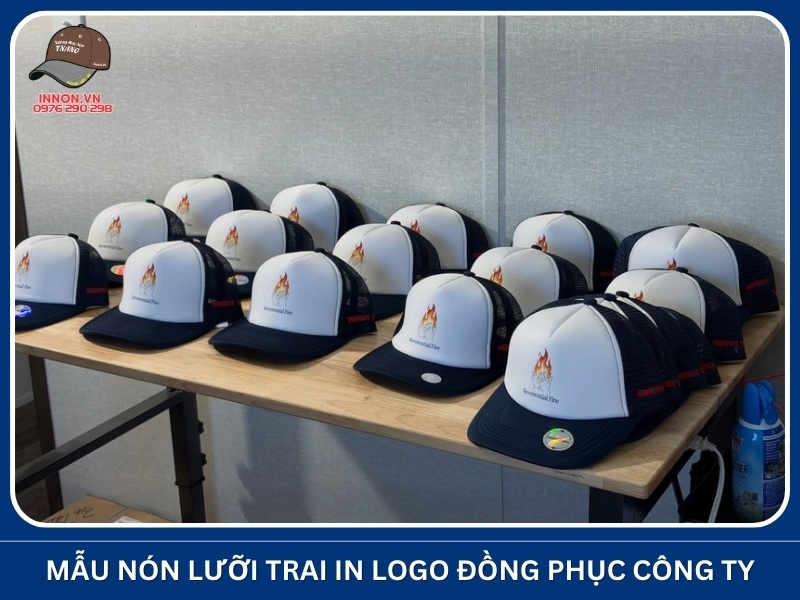 Mẫu nón lưỡi trai in logo đồng phục công ty