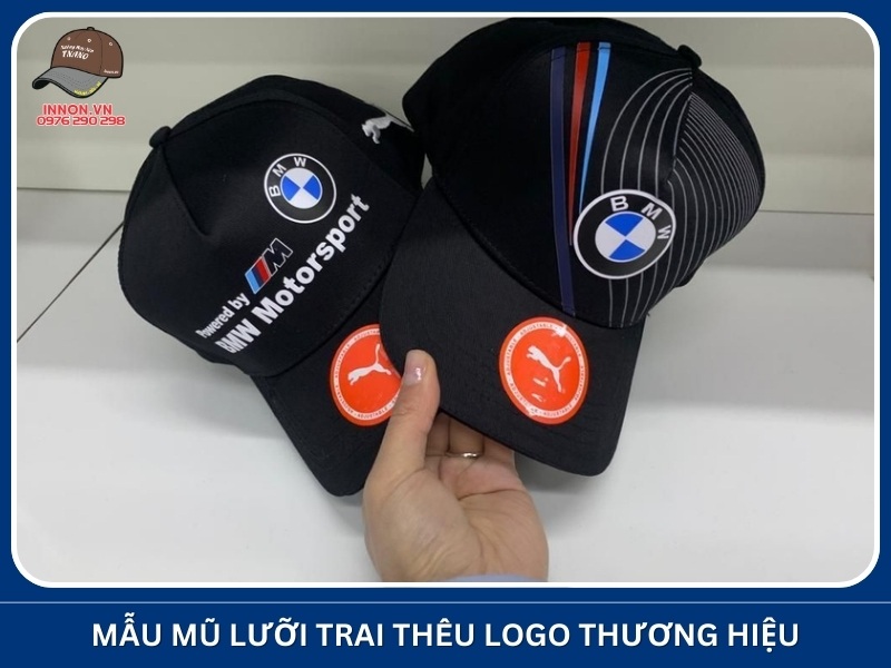 Mẫu mũ lưỡi trai thêu logo thương hiệu