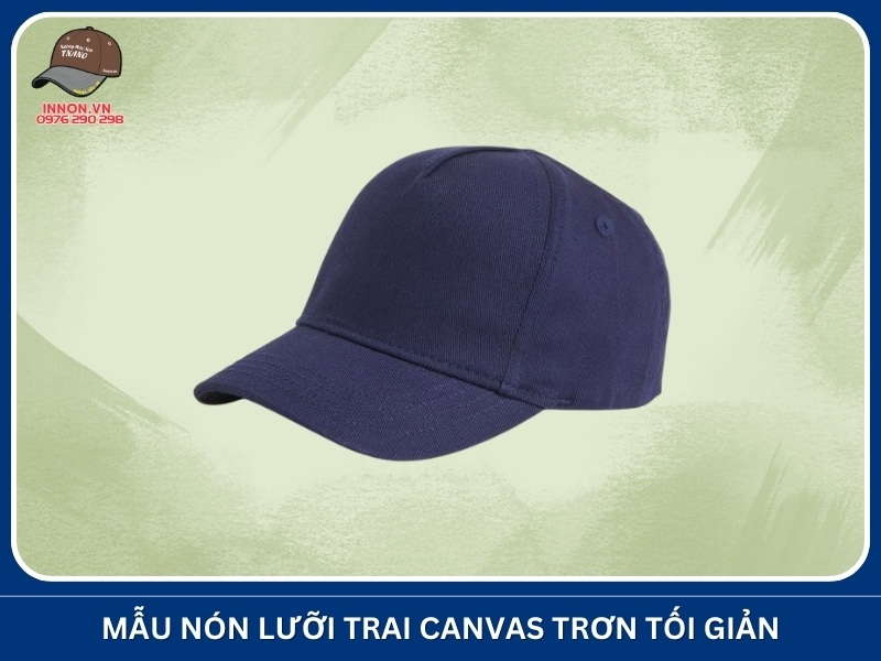 Mẫu nón lưỡi trai canvas trơn tối giản