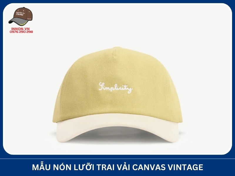 Mẫu nón lưỡi trai vải canvas vintage phong cách retro