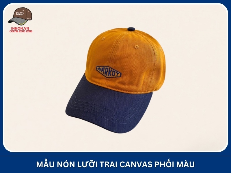 Mẫu nón lưỡi trai canvas phối màu