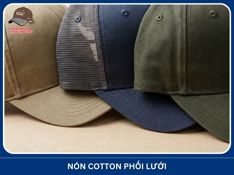 Nón cotton phối lưới
