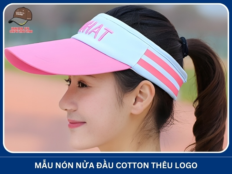 Mẫu nón nửa đầu cotton thêu logo