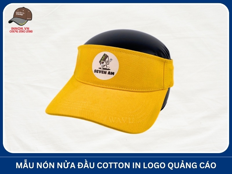 Mẫu nón nửa đầu cotton in logo quảng cáo
