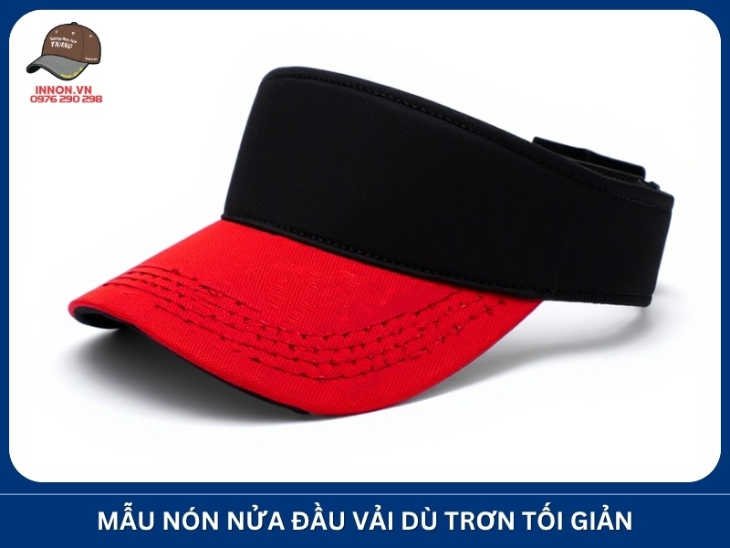Mẫu nón nửa đầu vải dù trơn tối giản