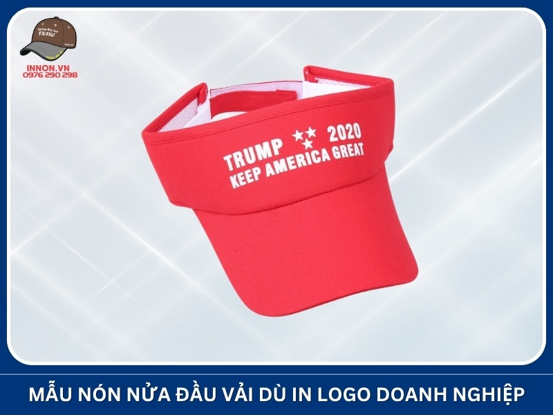 Mẫu nón nửa đầu vải dù in logo doanh nghiệp