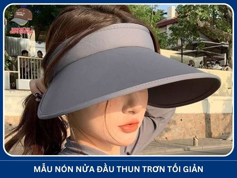 Mẫu nón nửa đầu thun trơn tối giản