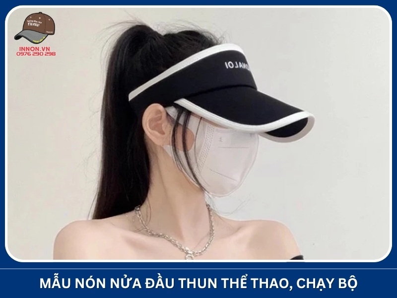 Mẫu nón nửa đầu thun thể thao, chạy bộ