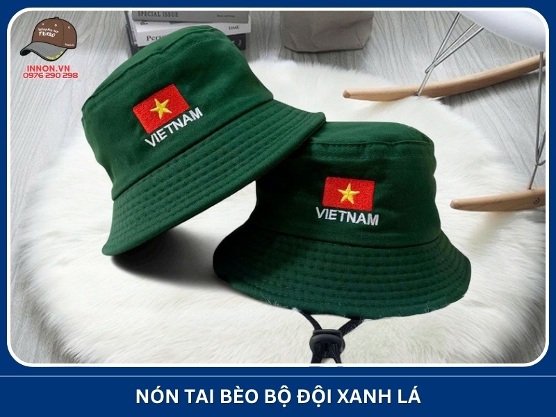 Mẫu nón tai bèo bucket đẹp CAO CẤP đa dạng kiểu dáng 21 Nón tai bèo bộ đội xanh lá