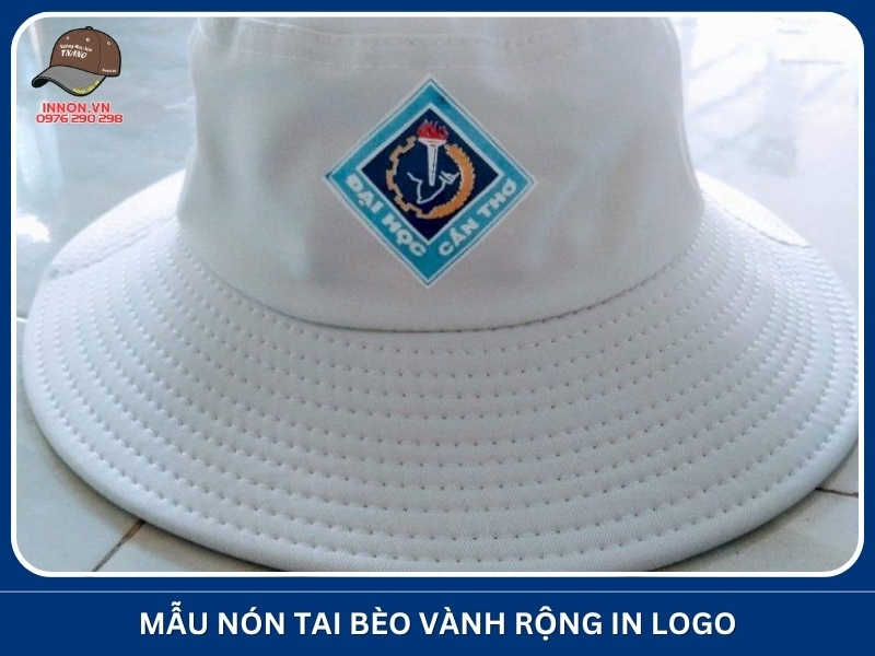 Mẫu nón tai bèo vành rộng in logo