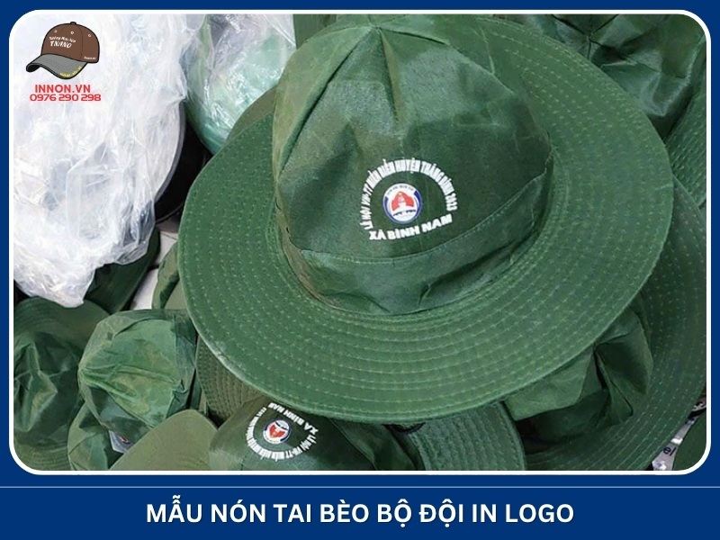 Mẫu nón tai bèo bộ đội in logo