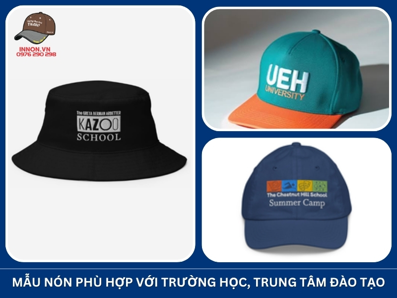 Mẫu nón phù hợp với trường học, trung tâm đào tạo