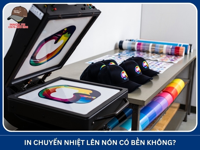In chuyển nhiệt lên nón có bền không?