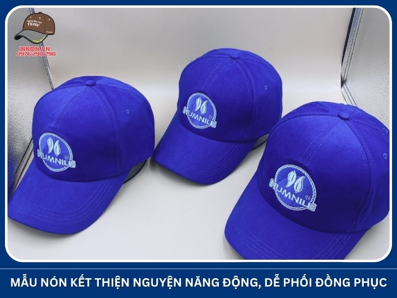 Mẫu nón kết thiện nguyện năng động, dễ phối đồng phục