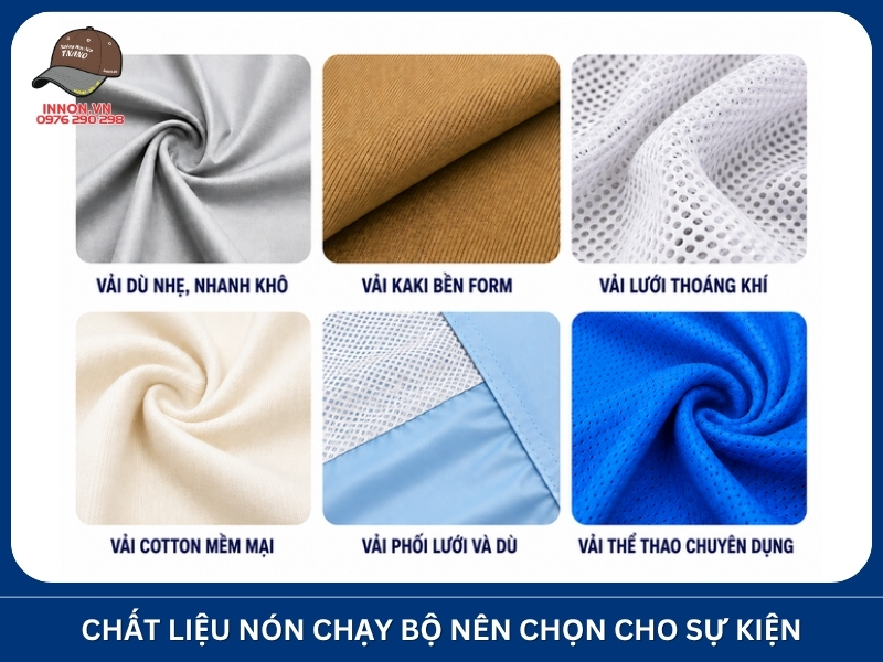 Chất liệu nón chạy bộ nên chọn cho sự kiện