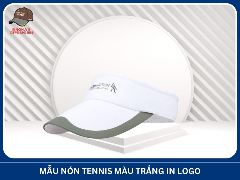 Mẫu nón tennis màu trắng in logo