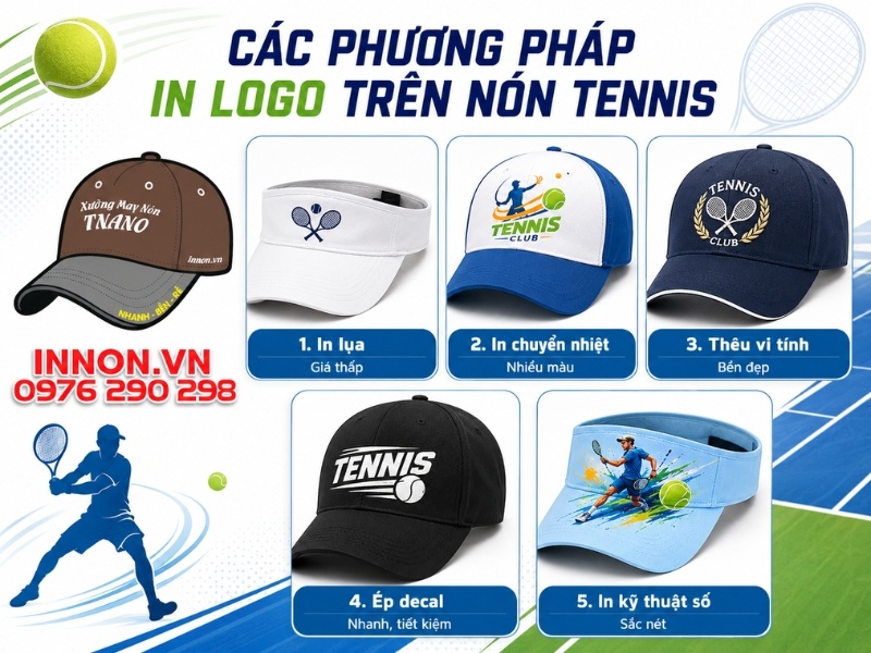 Các phương pháp in logo trên nón tennis