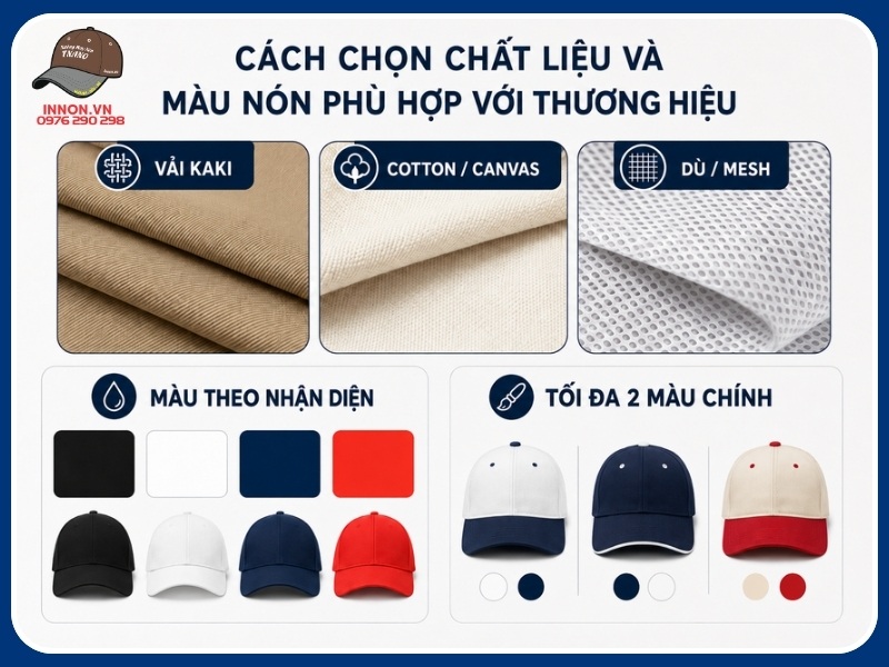 Cách chọn chất liệu và màu nón phù hợp với thương hiệu