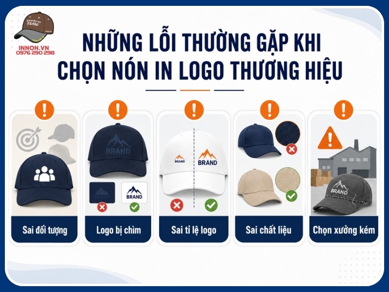 Những lỗi thường gặp khi chọn nón in logo thương hiệu