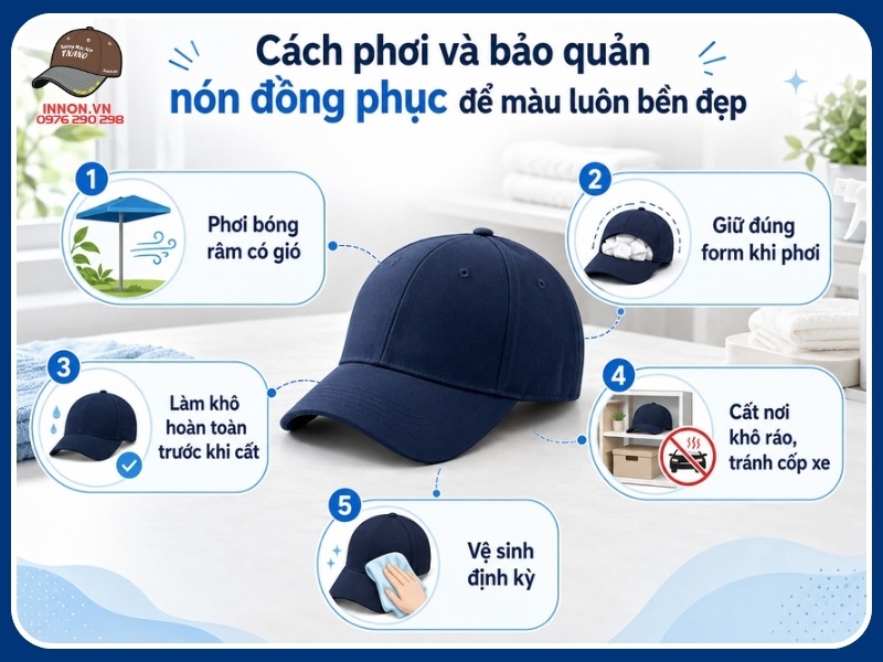 Cách phơi và bảo quản nón đồng phục để màu luôn bền đẹp