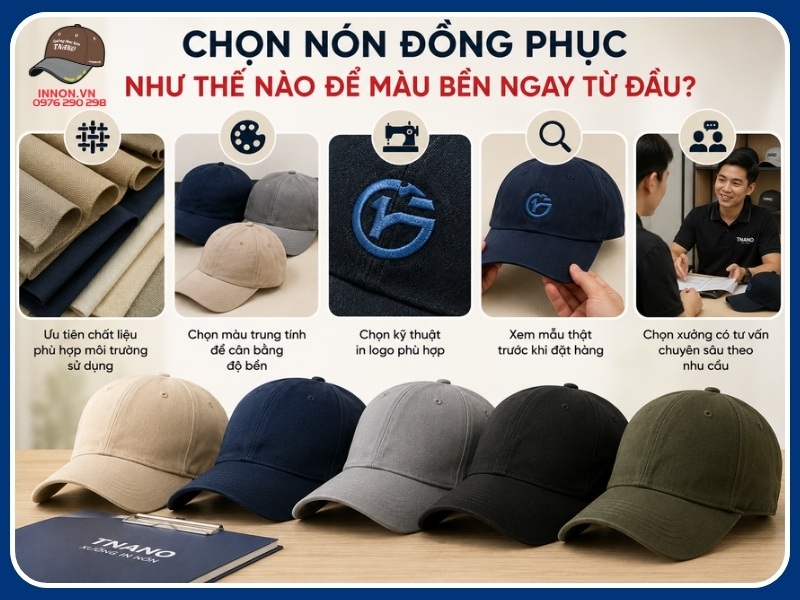 Chọn nón đồng phục như thế nào để màu bền ngay từ đầu