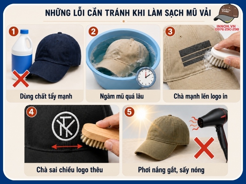 Những lỗi cần tránh khi làm sạch mũ vải