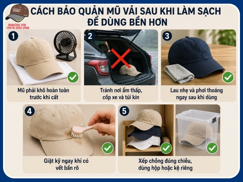 Cách bảo quản mũ vải sau khi làm sạch để dùng bền hơn
