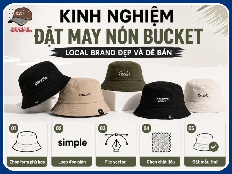 Đặt may nón Bucket local brand 12 Kinh nghiệm đặt may nón Bucket local brand đẹp và dễ bán