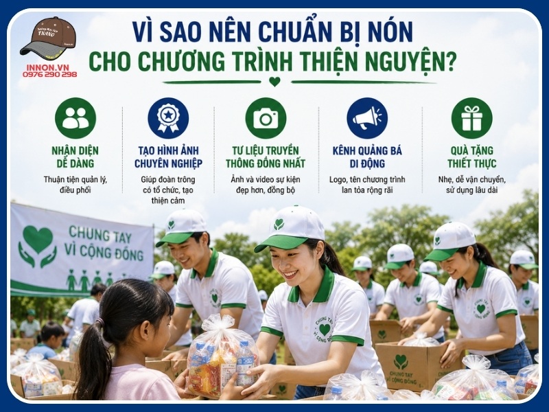 Vì sao nên chuẩn bị nón cho chương trình thiện nguyện?