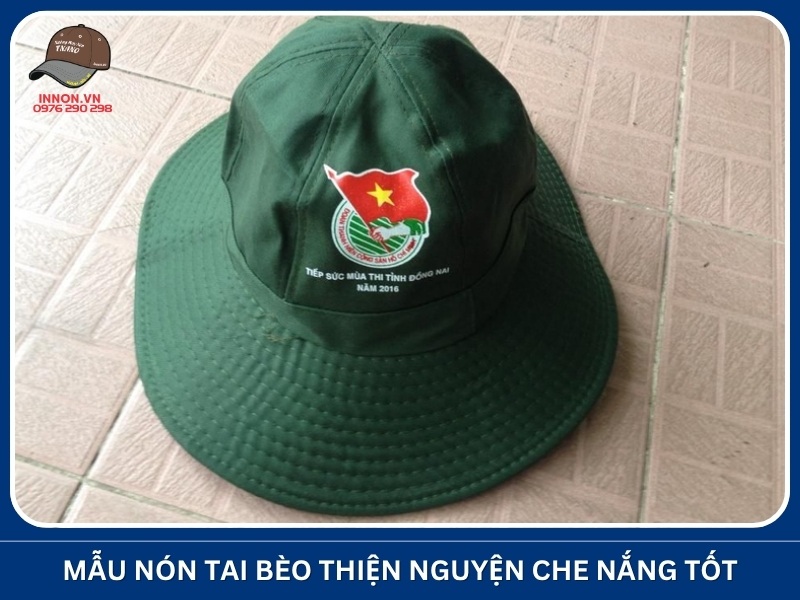 Mẫu nón tai bèo thiện nguyện che nắng tốt