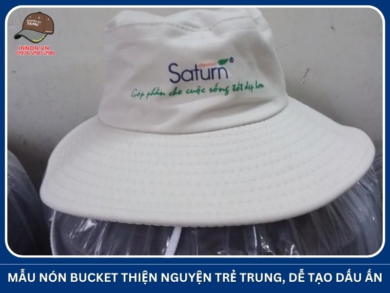 Mẫu nón bucket thiện nguyện trẻ trung, dễ tạo dấu ấn