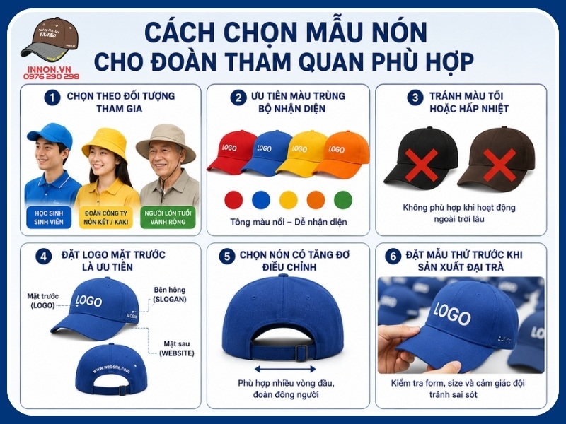 Cách chọn mẫu nón cho đoàn tham quan phù hợp