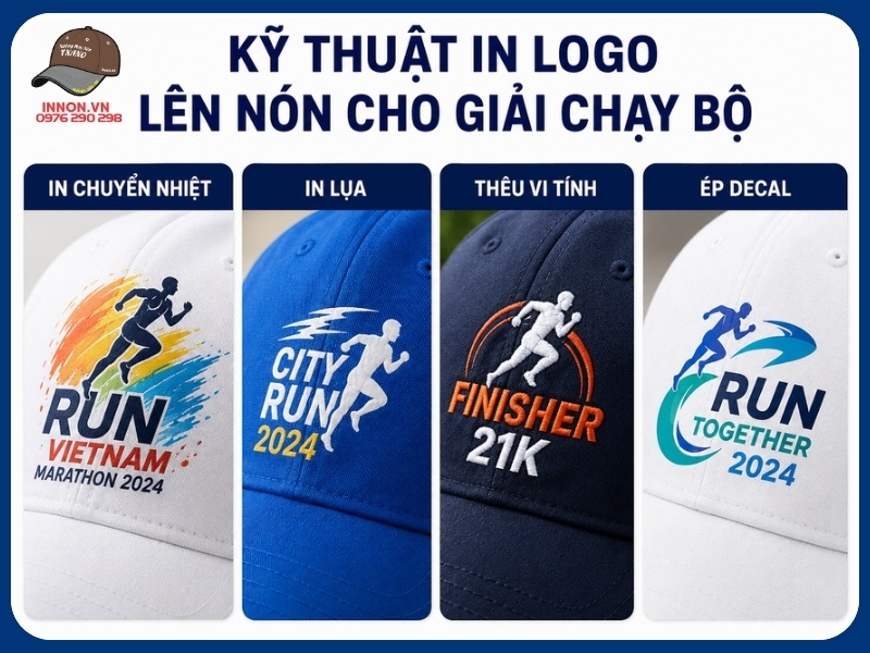 Kỹ thuật in logo lên nón cho giải chạy bộ