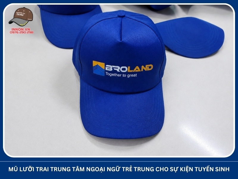 Mũ lưỡi trai trung tâm ngoại ngữ trẻ trung cho sự kiện tuyển sinh