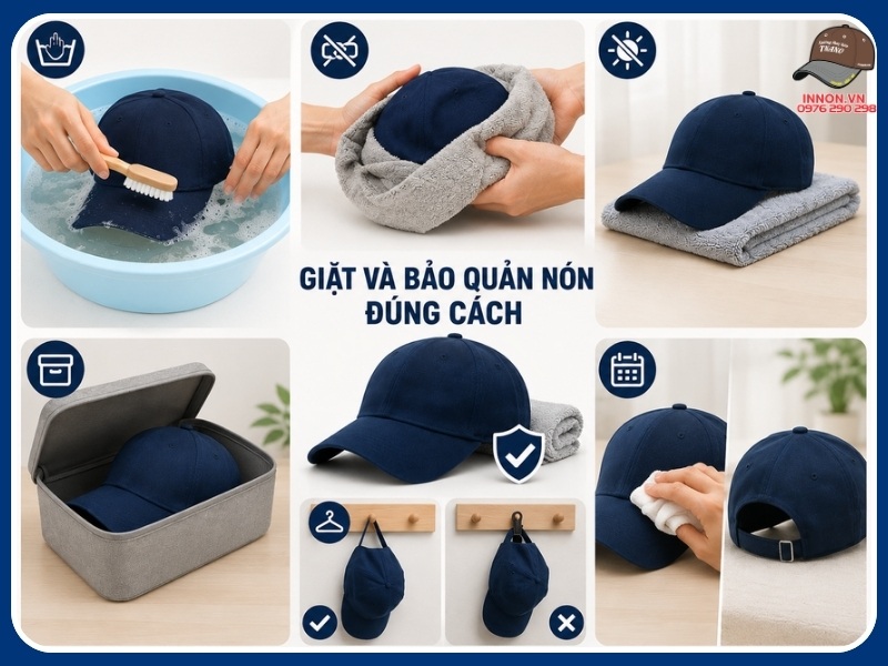 Cách giặt và bảo quản nón để không mất form sau khi phục hồi