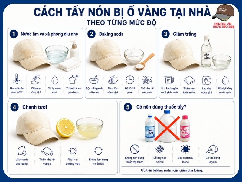 Cách tẩy nón bị ố vàng tại nhà theo từng mức độ